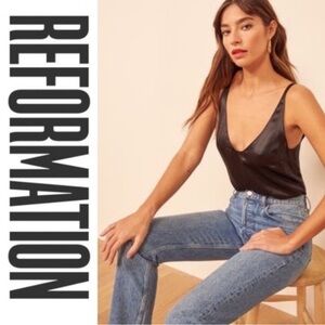 Reformation Kaelyn Sleeveless Silk Tank Top Black Size XS